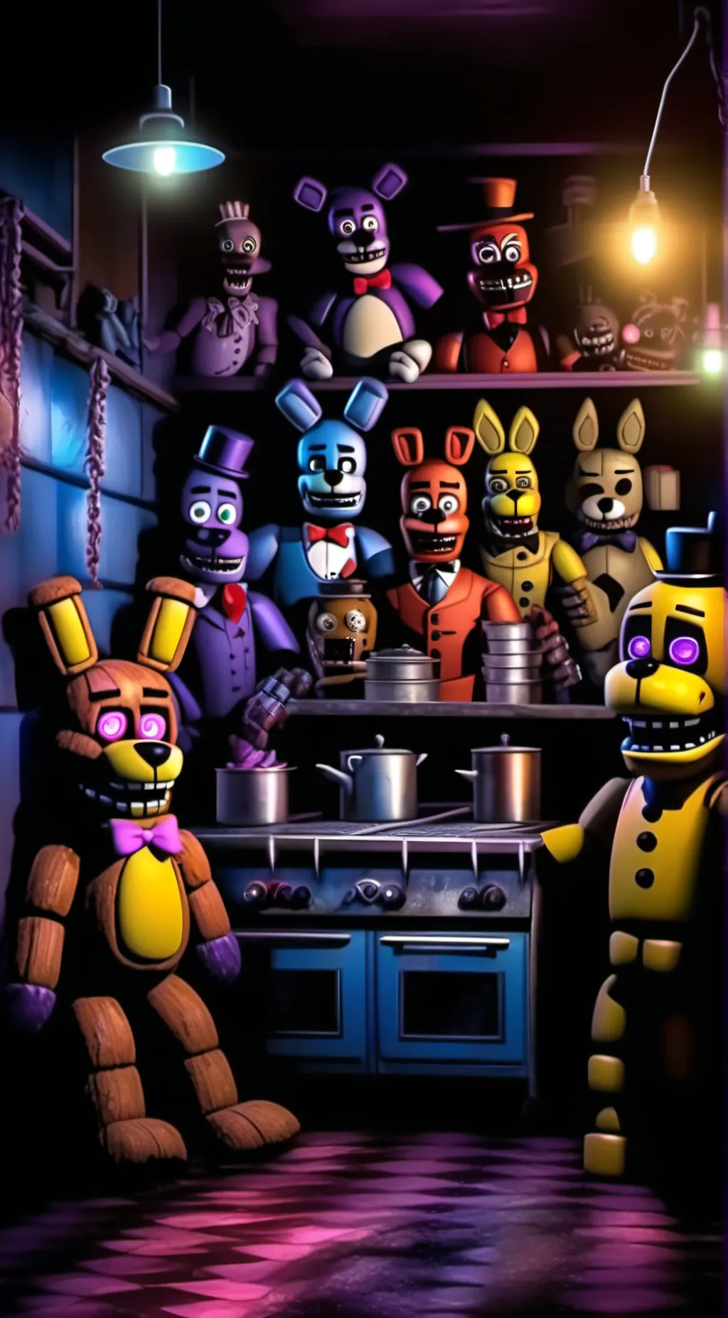 ai character: TADC meets FNAF background