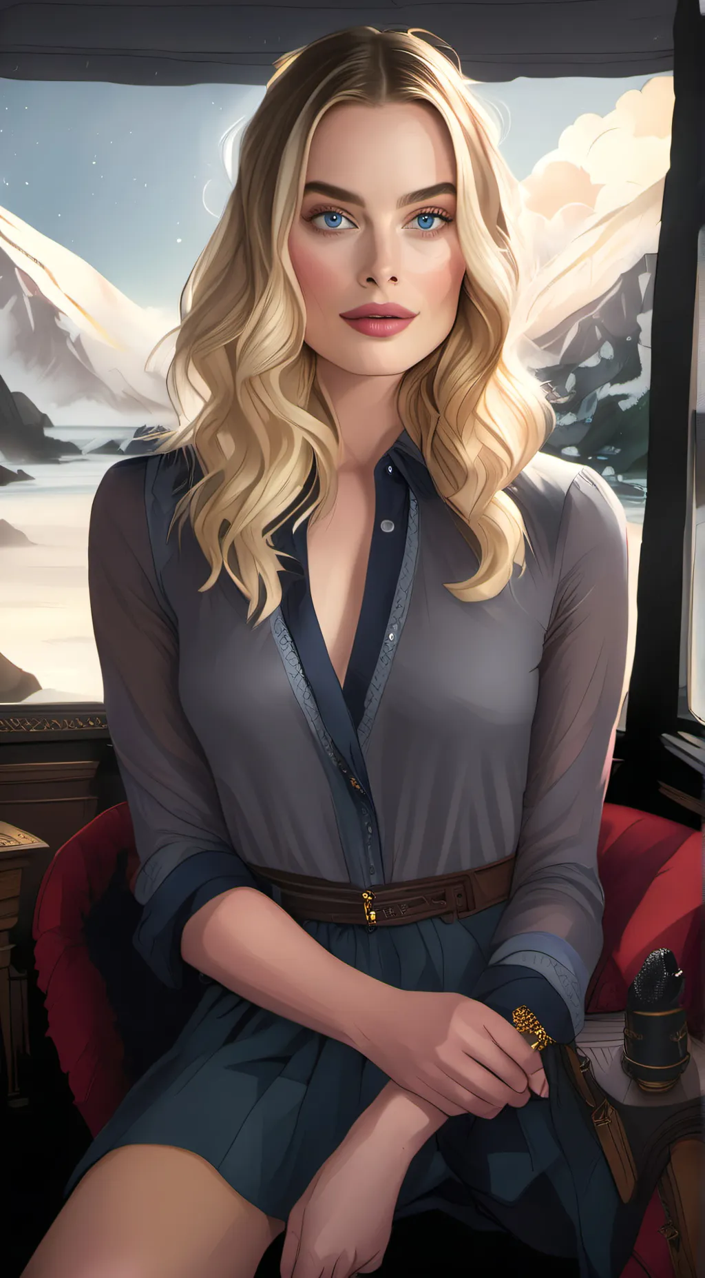 ai character: Margot Robbie background