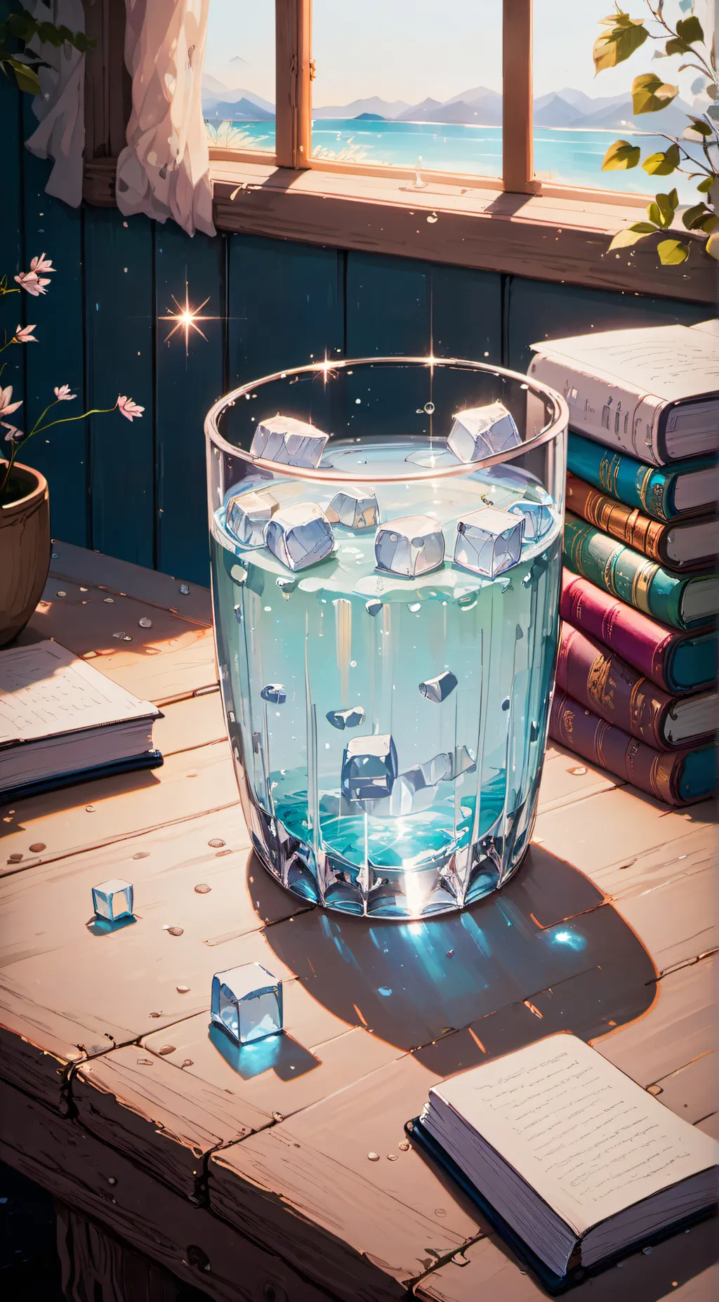 ai character: water background