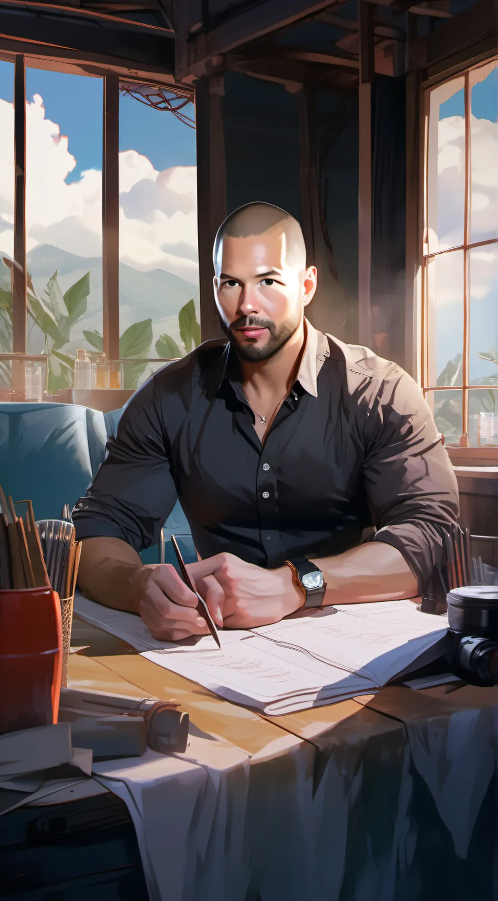 ai character: Andrew tate  background