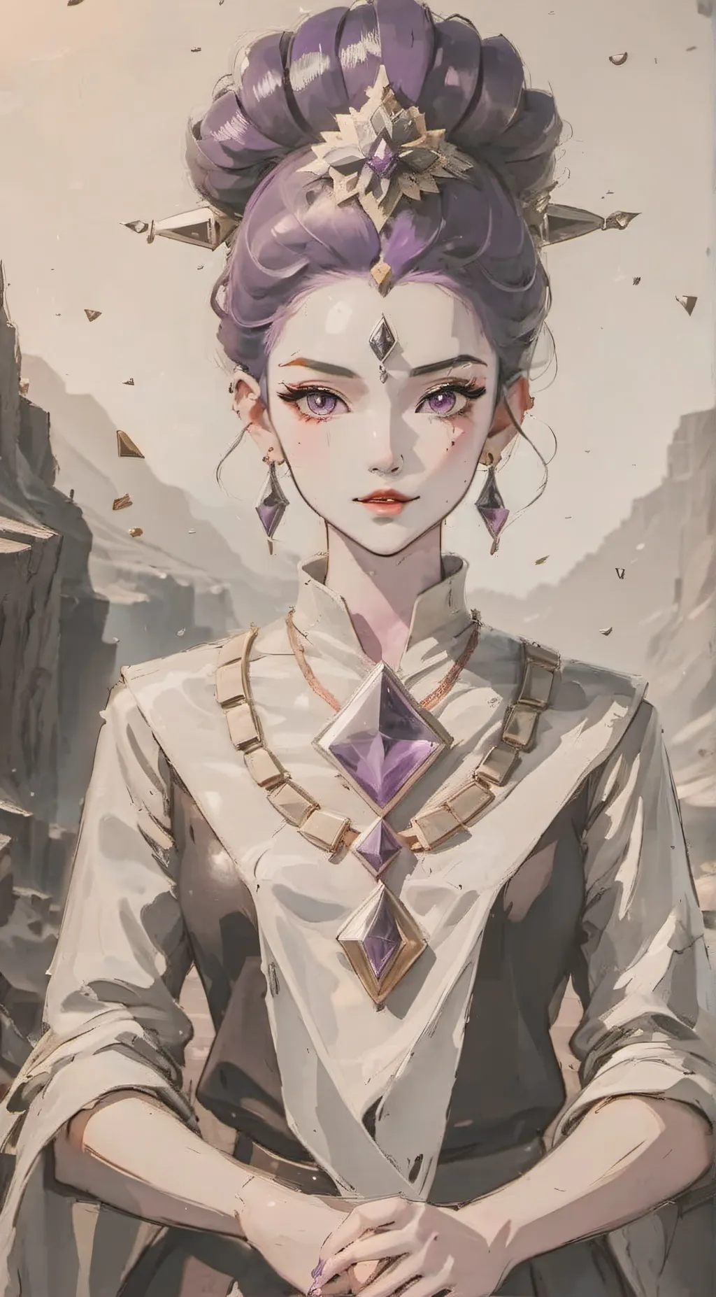 ai character: purple diamond background