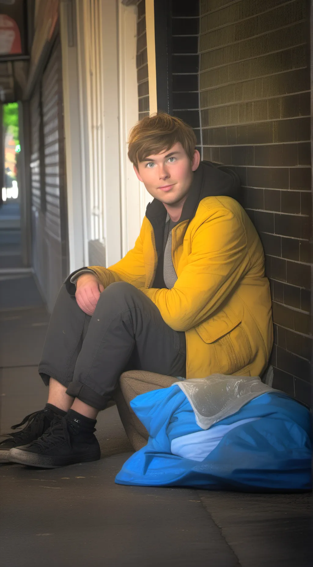 ai character: Ethan the homeless background