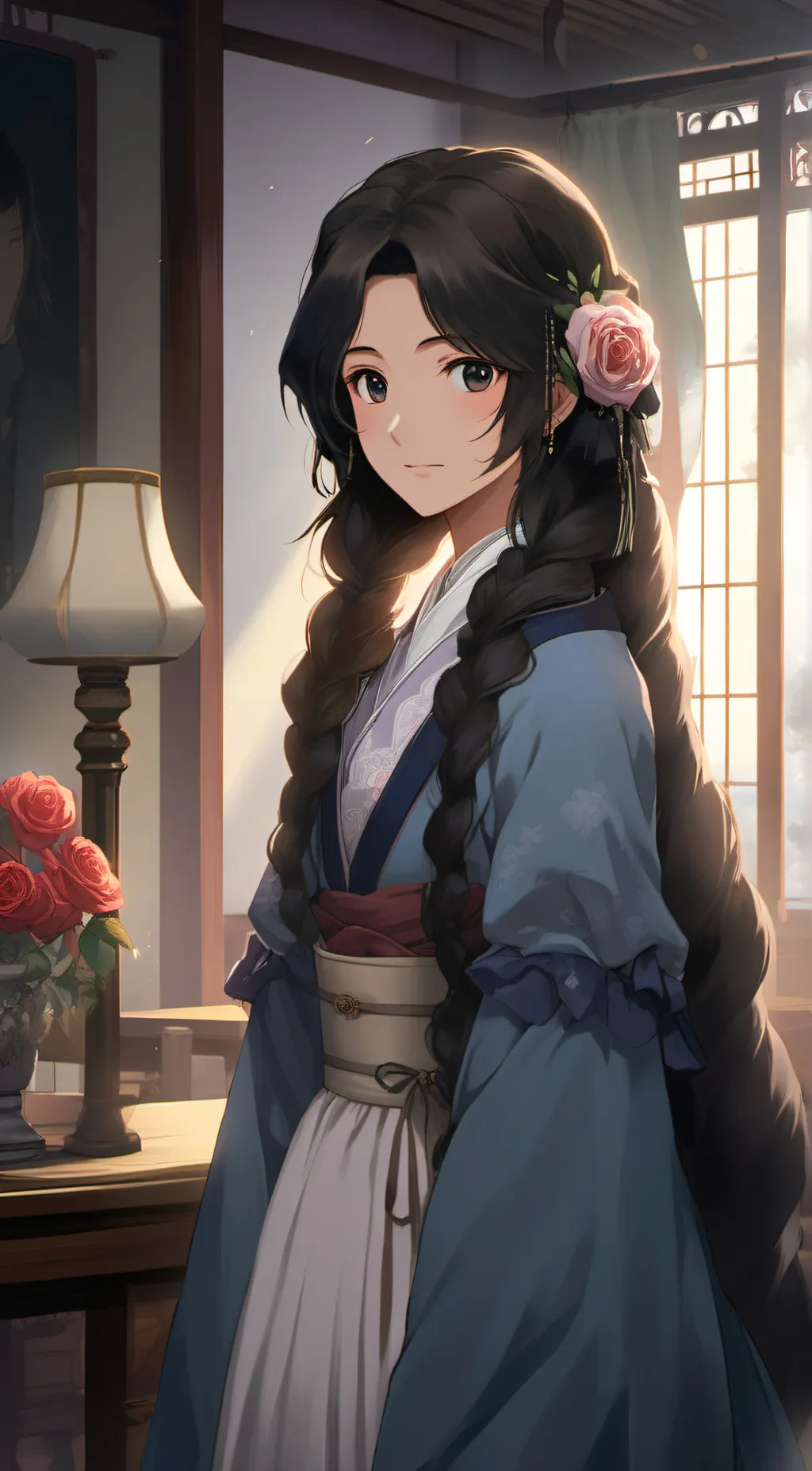 ai character: Rose background