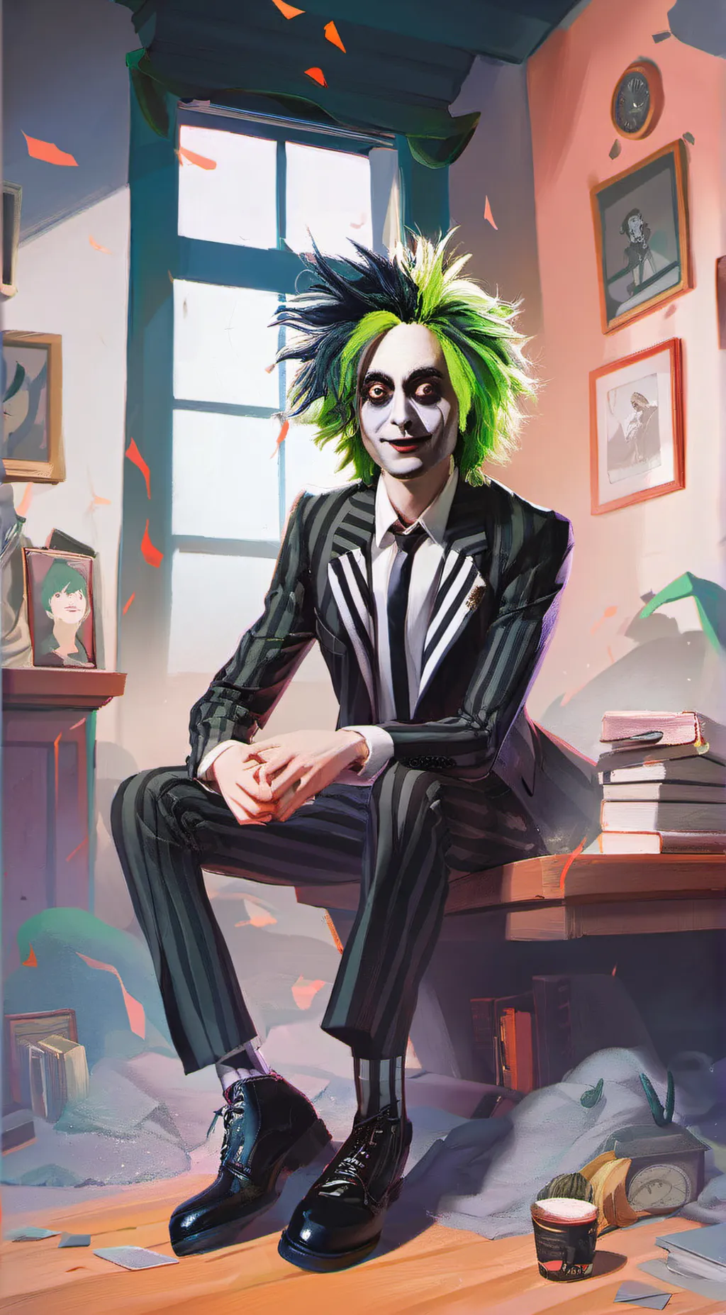 ai character: beetle juice background