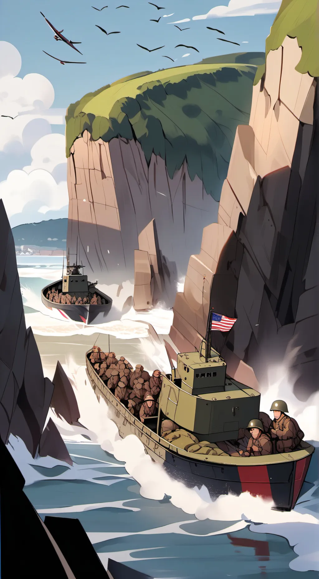 ai character: Omaha beach  background