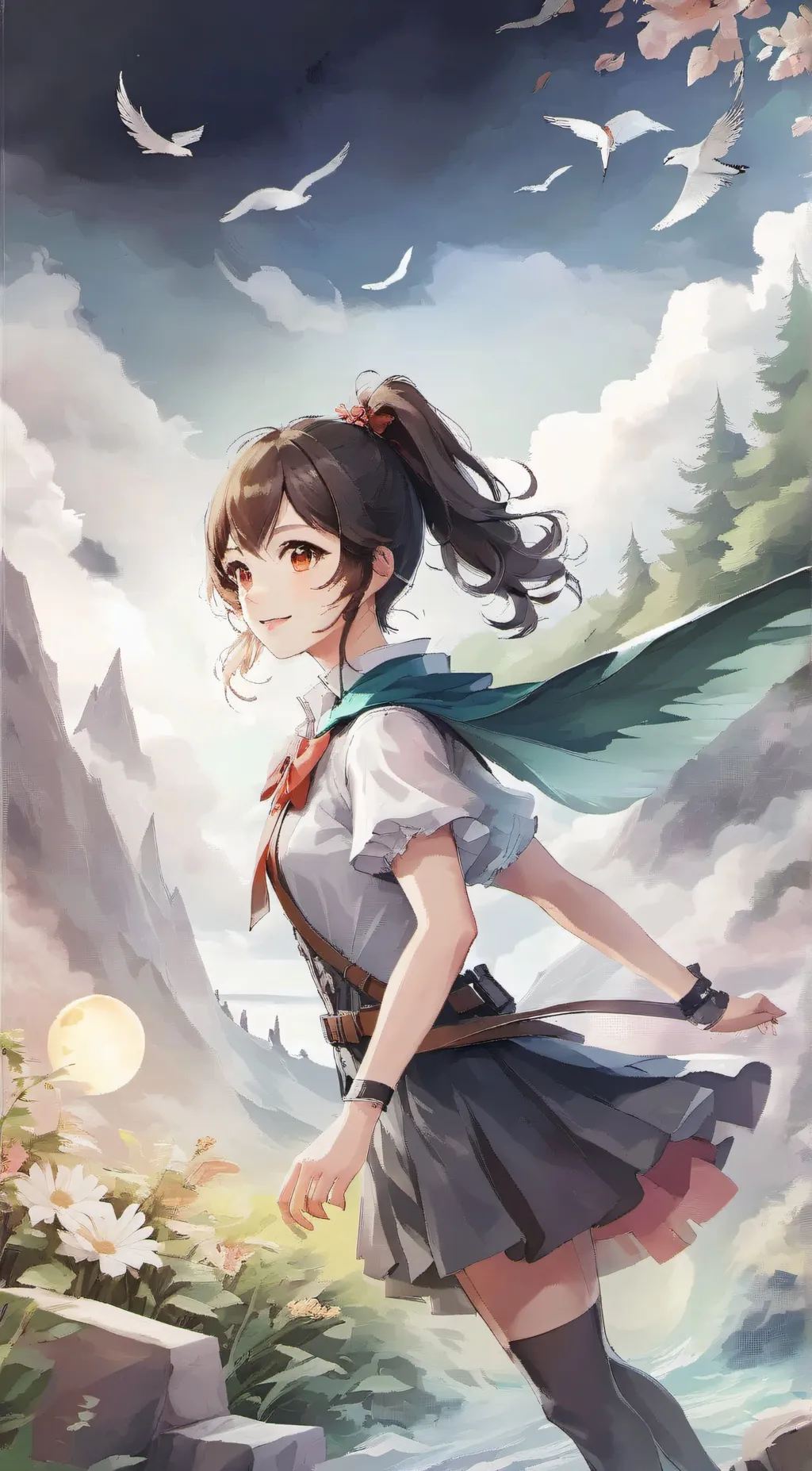 ai character: bird girl background