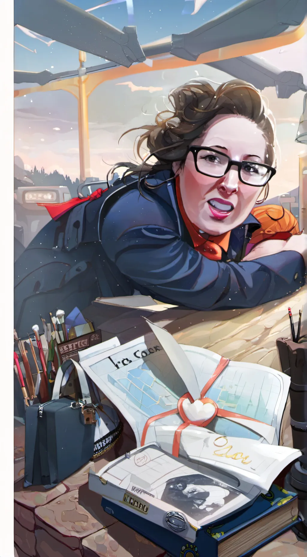 ai character: Amber background