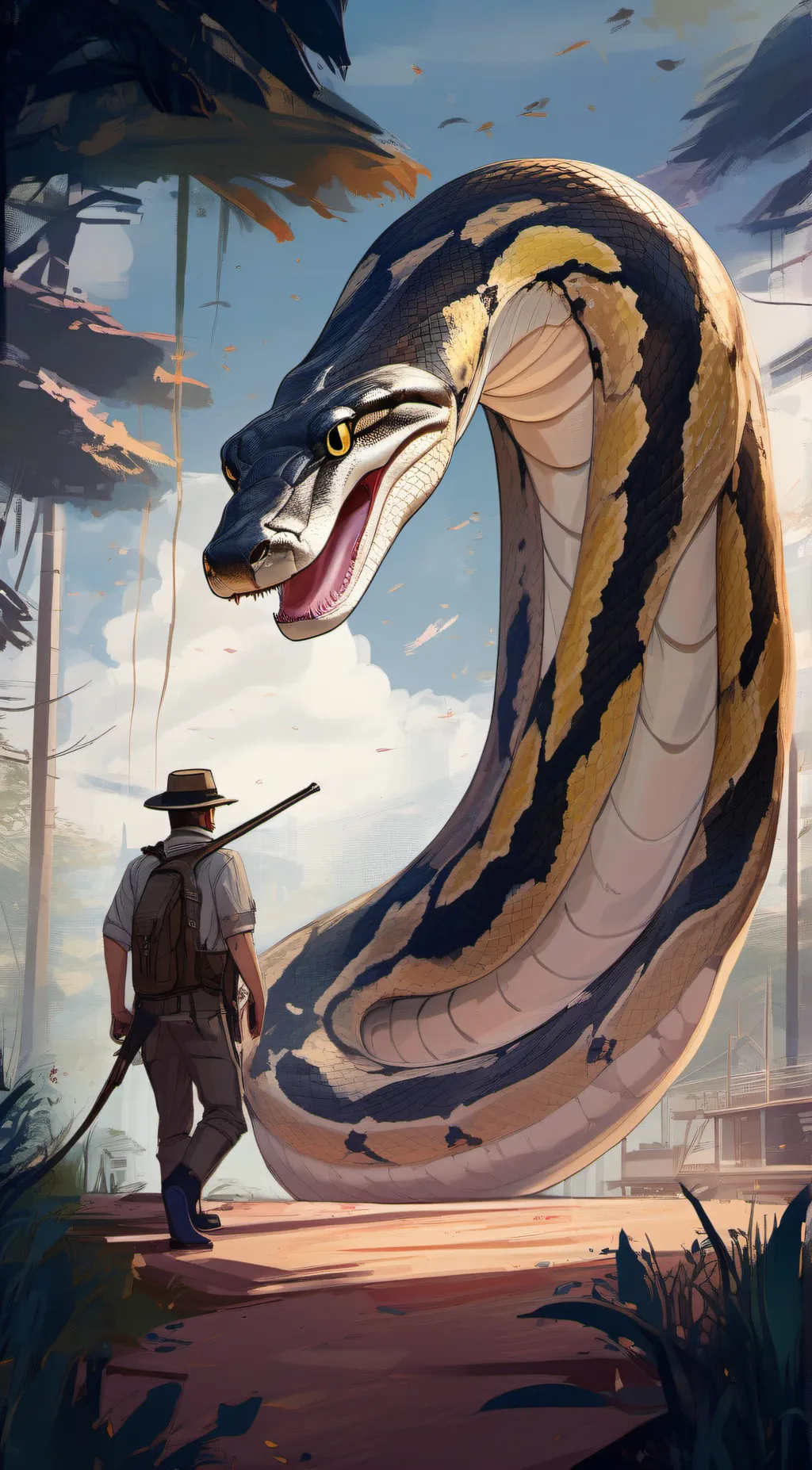 ai character: giant python background