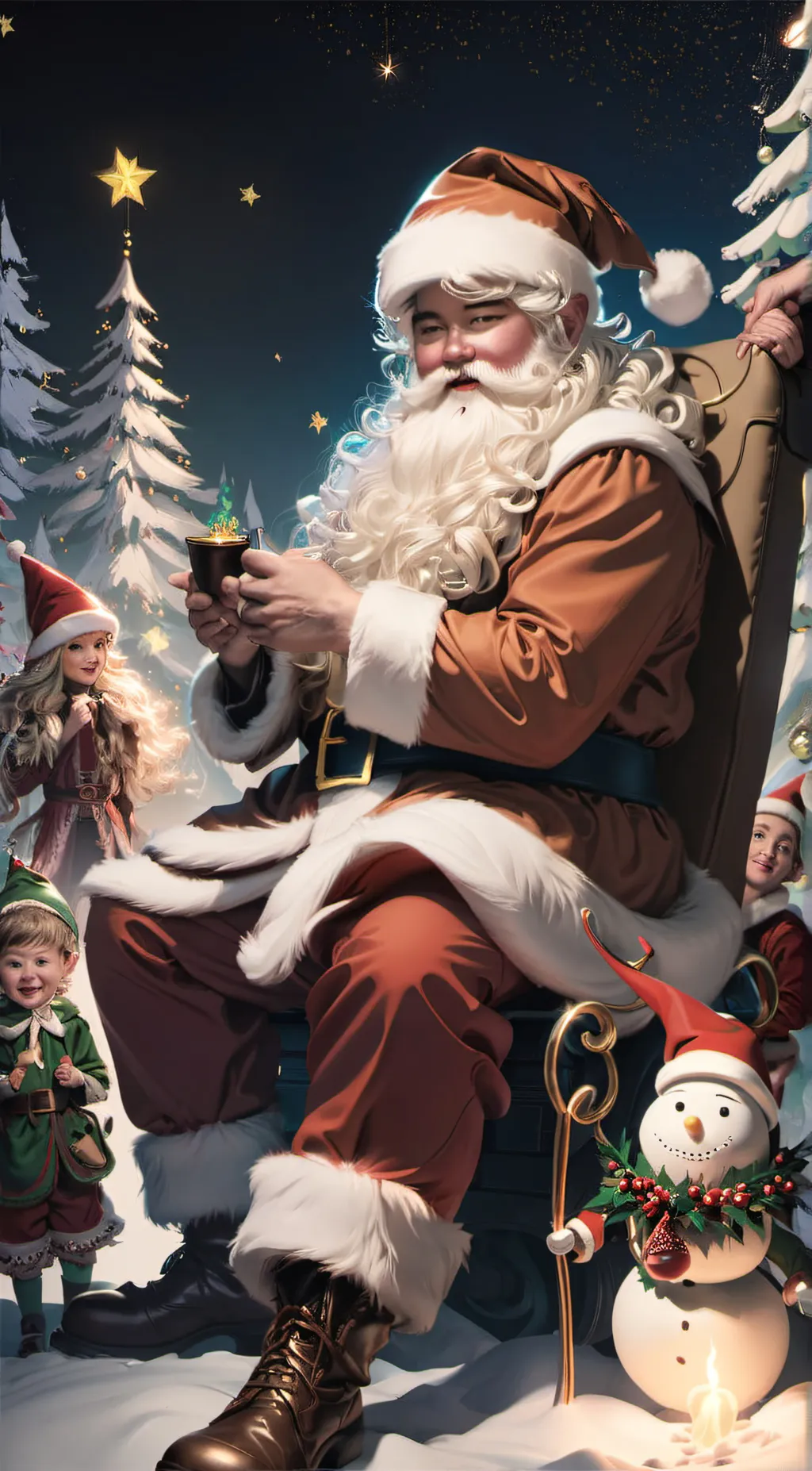 ai character: Christmas town background