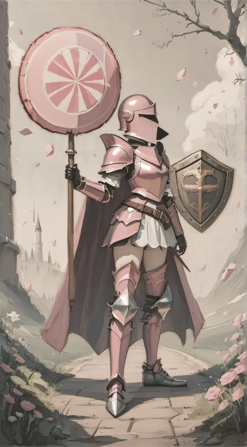 ai character: Female Pink knight background