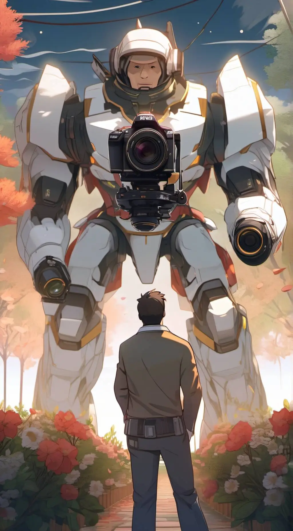 ai character: Titan camera man  background