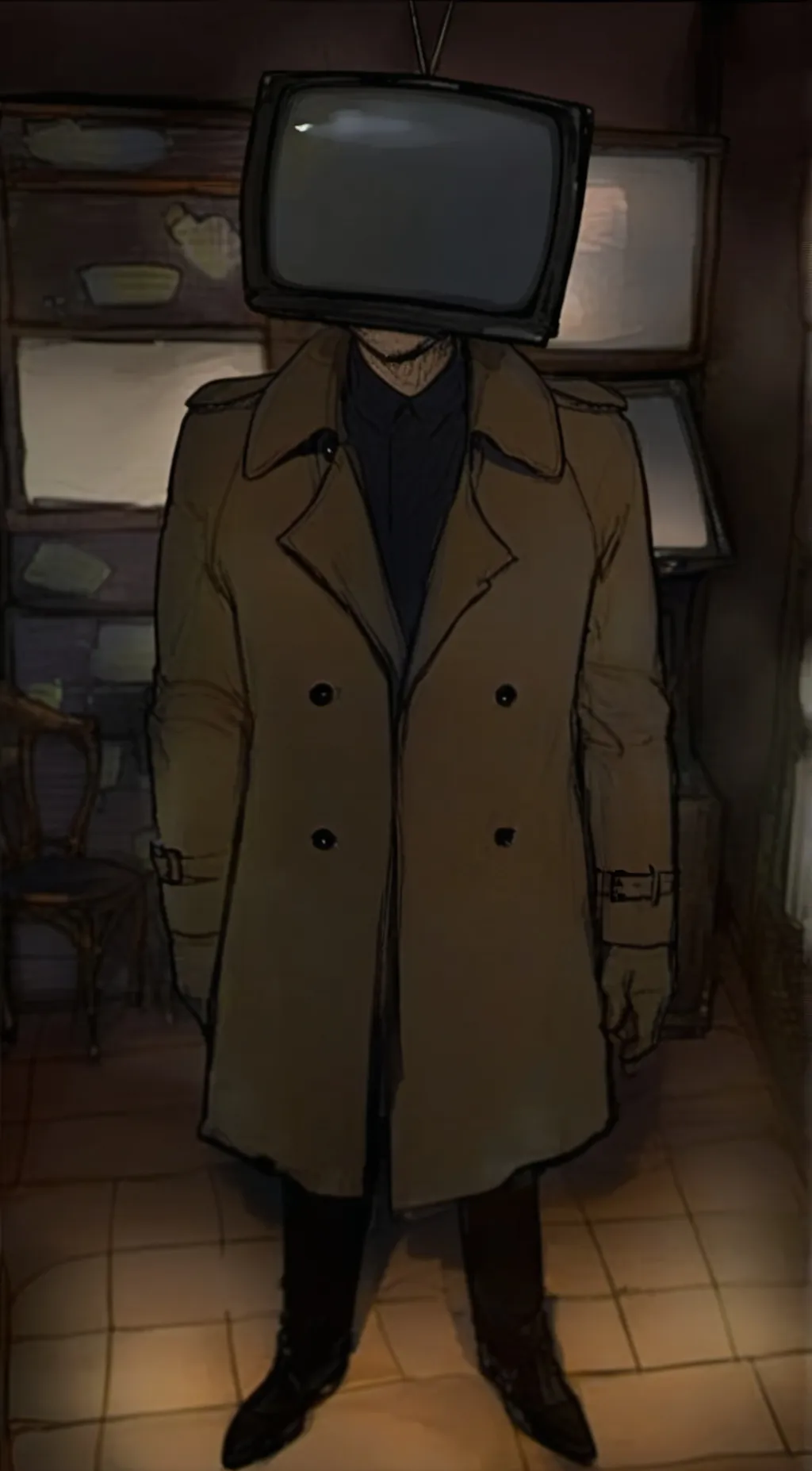 ai character: tv man  background