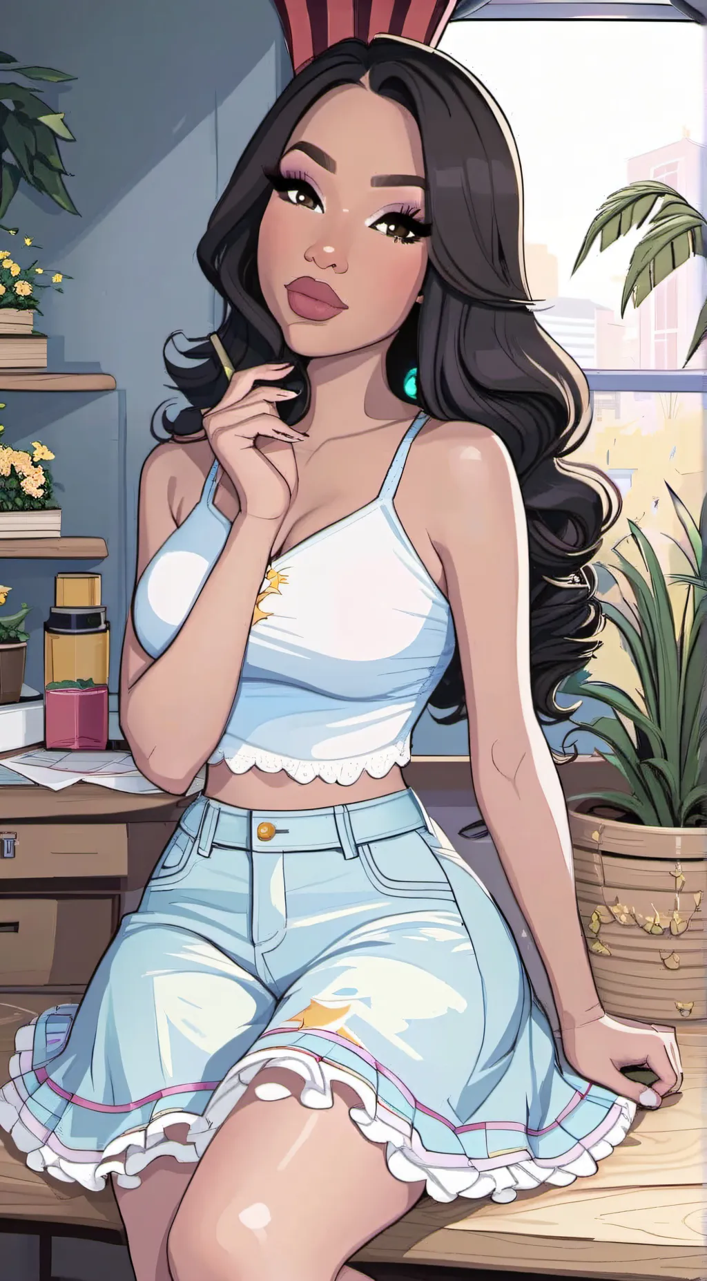 ai character: Leah  background