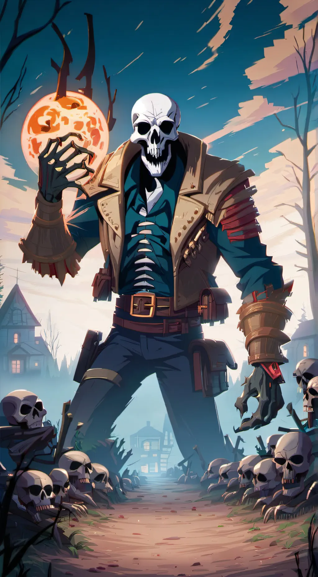 ai character: Titan skullly  background