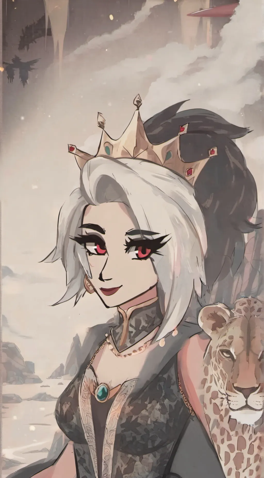 ai character: QueenLEO  background