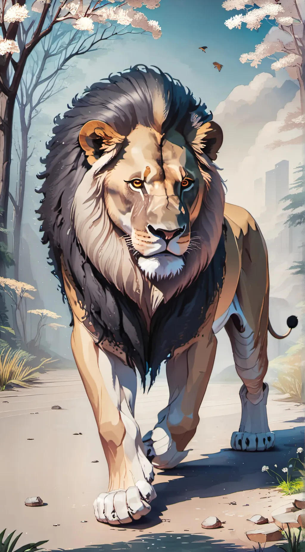 ai character: Male Lion background