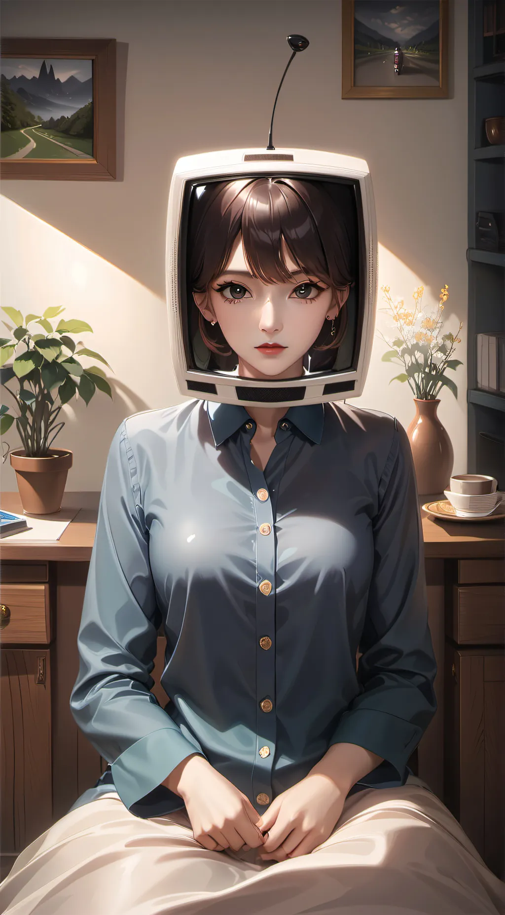 ai character: tv women background