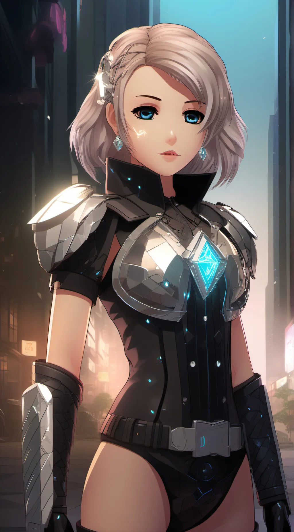 ai character: Katie cyberpunk  background