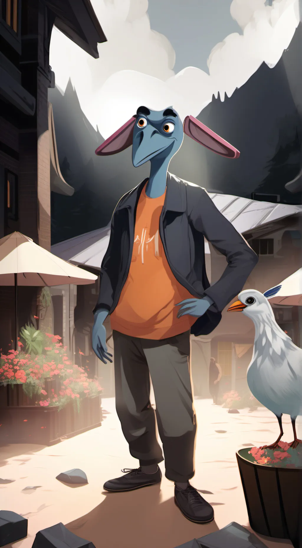 ai character: Blue goat background