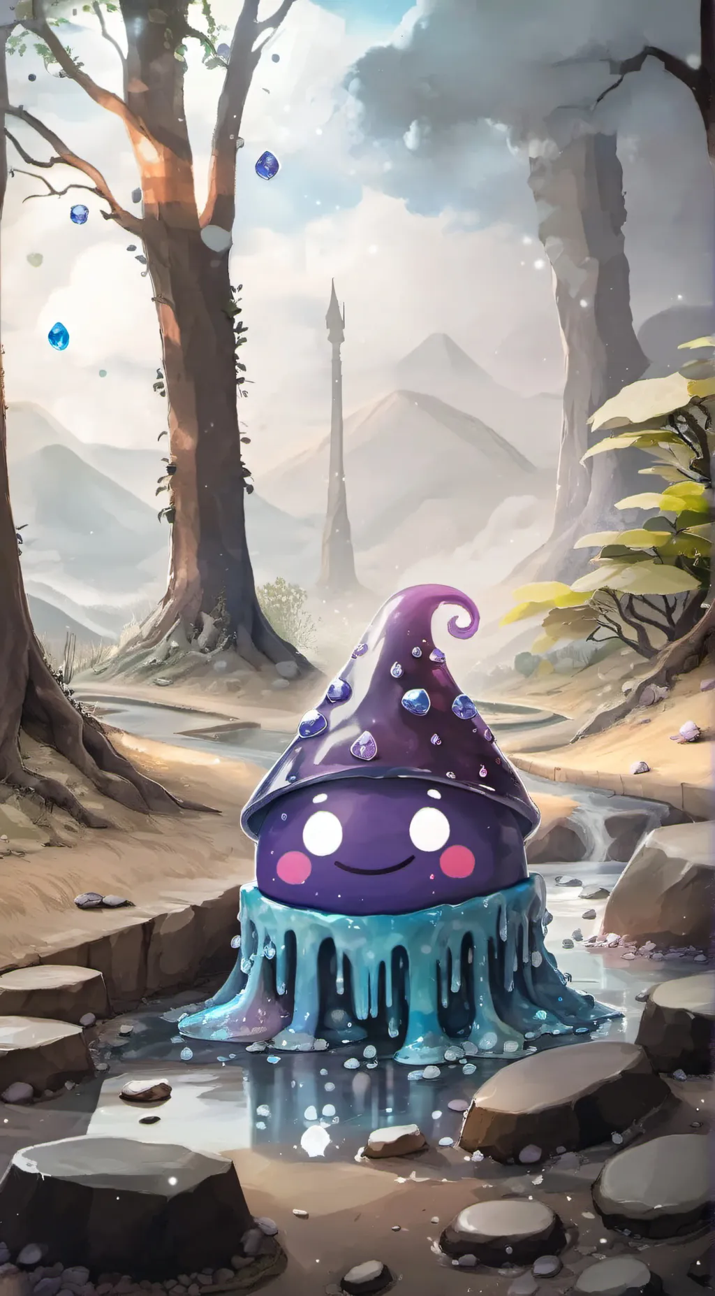 ai character: Crystal slime background