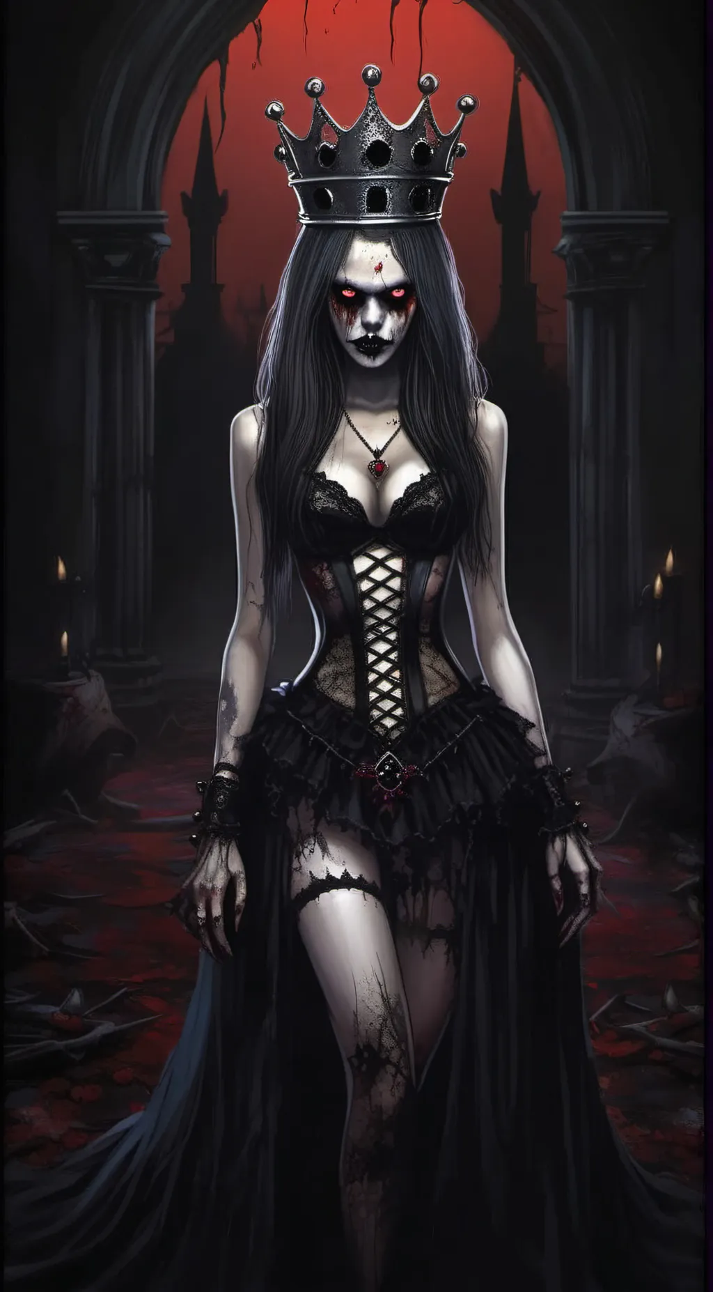 ai character: Queen Alice Malice background