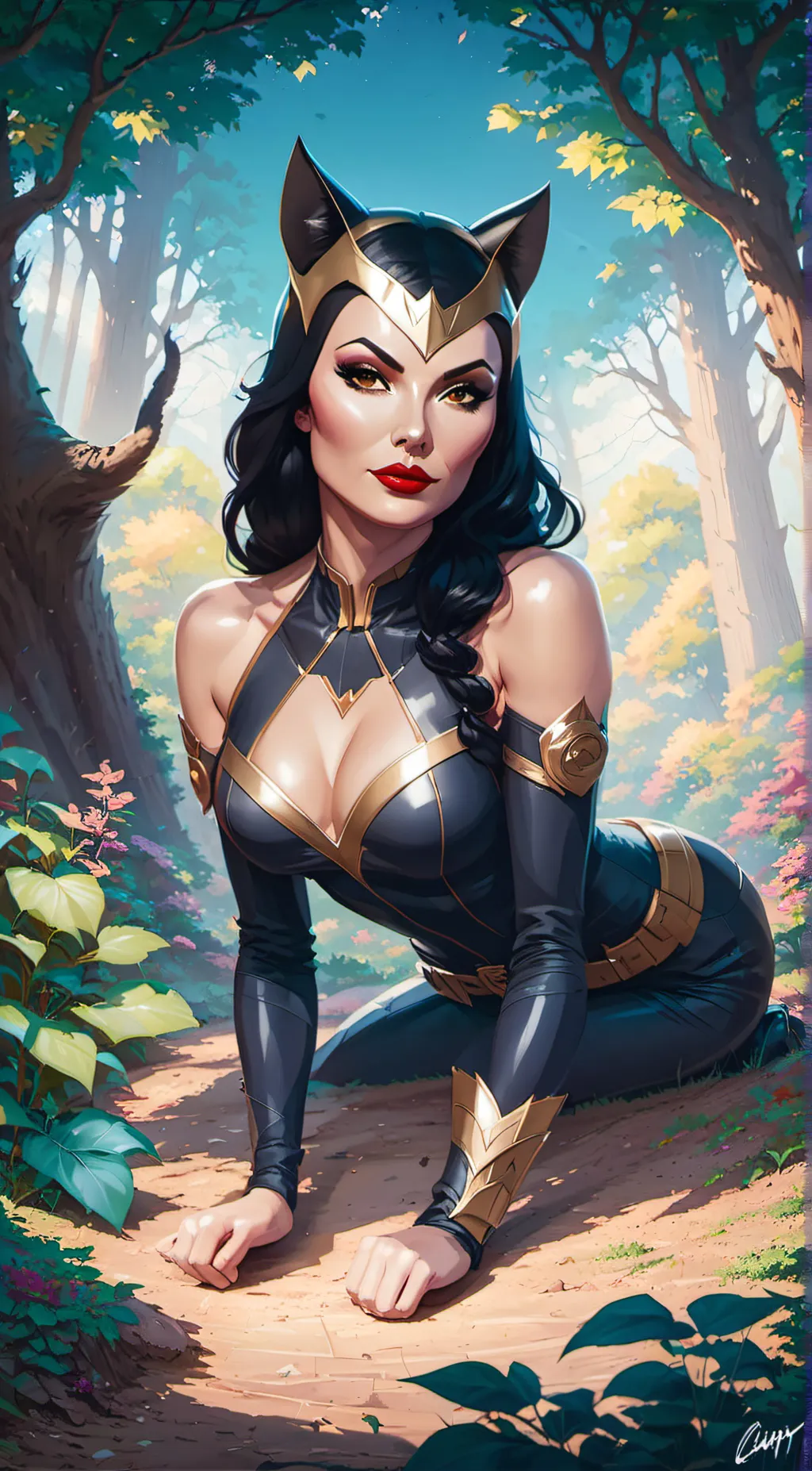 ai character: catwoman  background