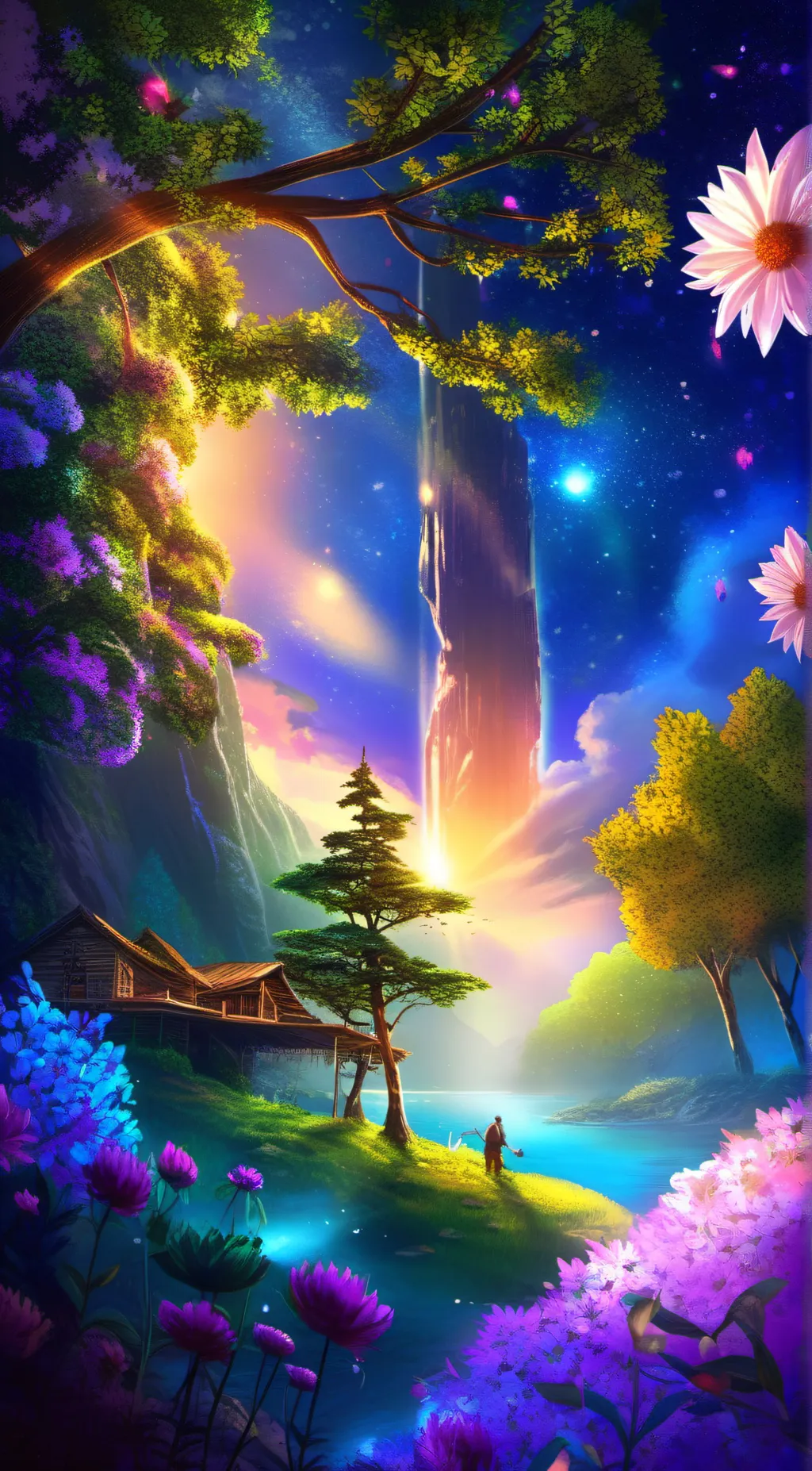 ai character: smurf cat village background