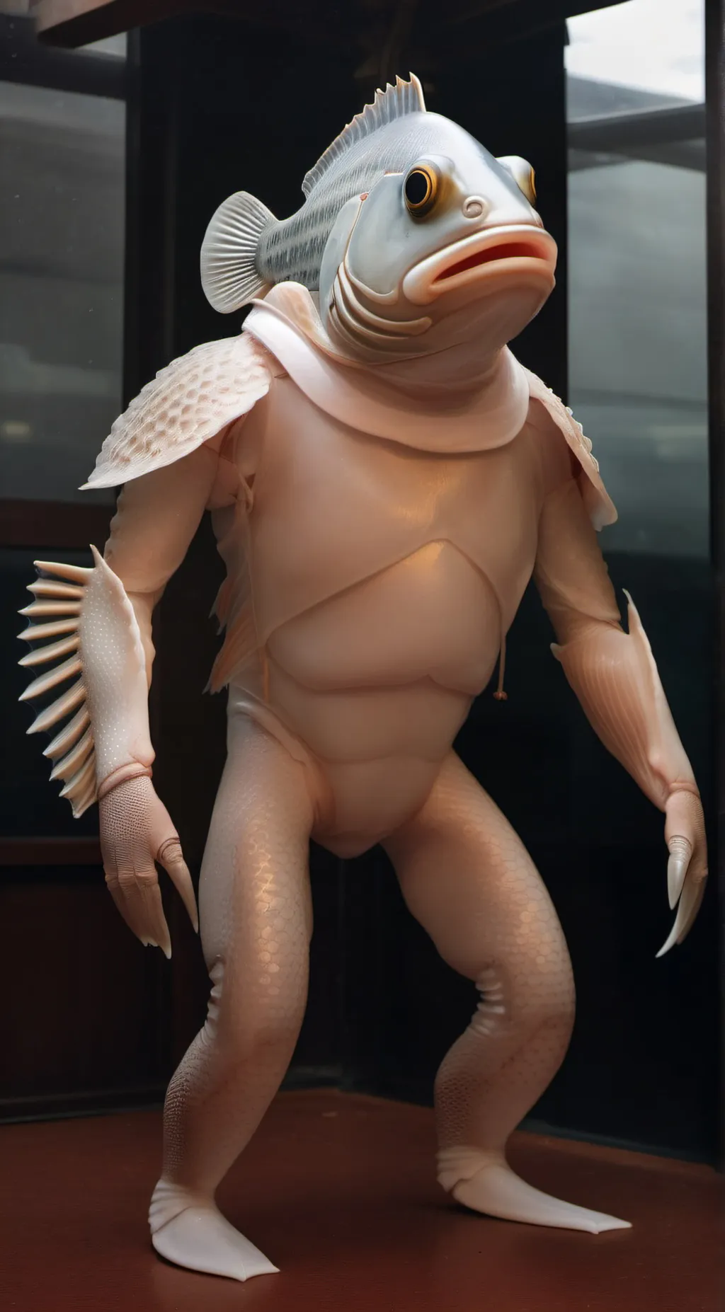 ai character: fish man background