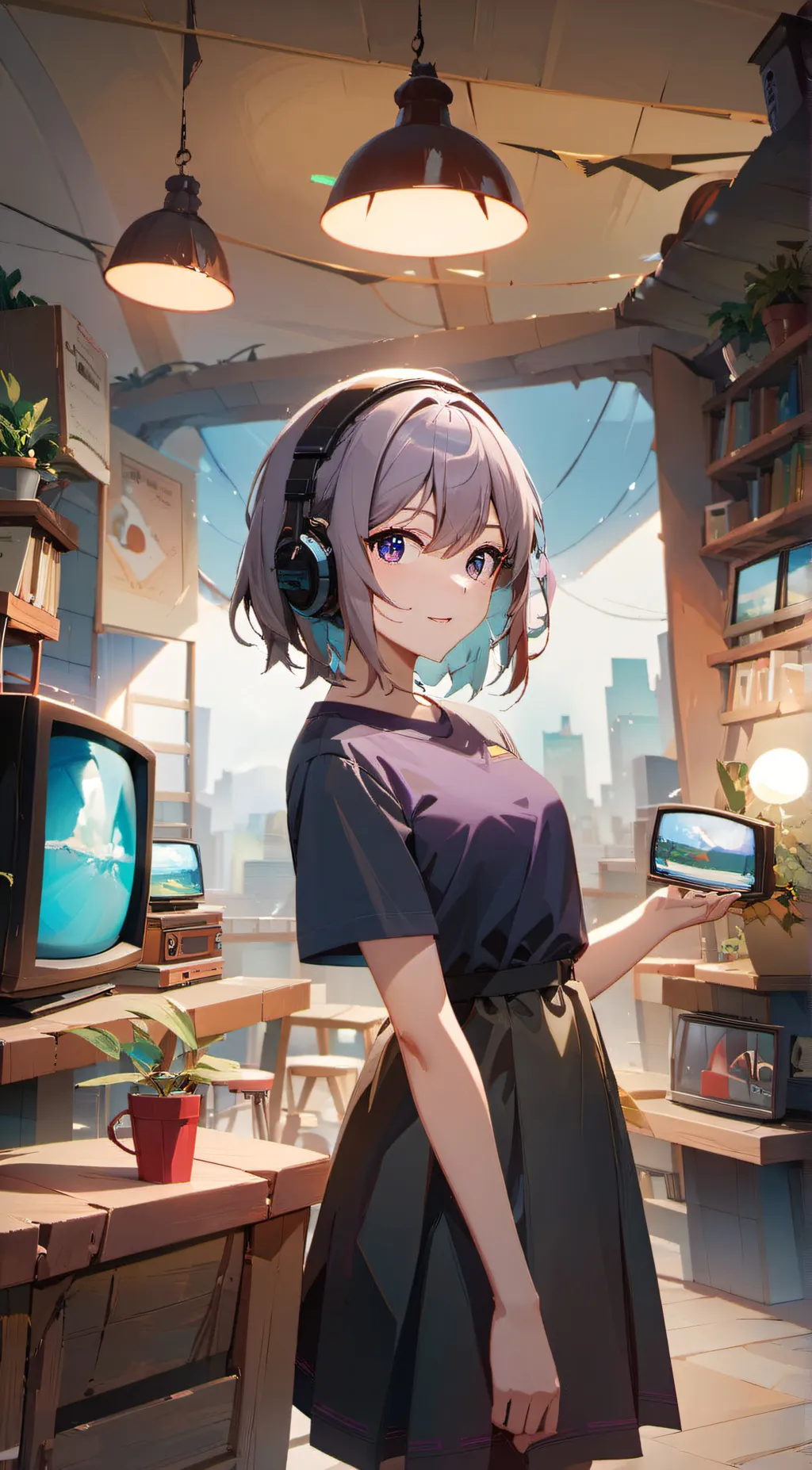 ai character: tv women  background