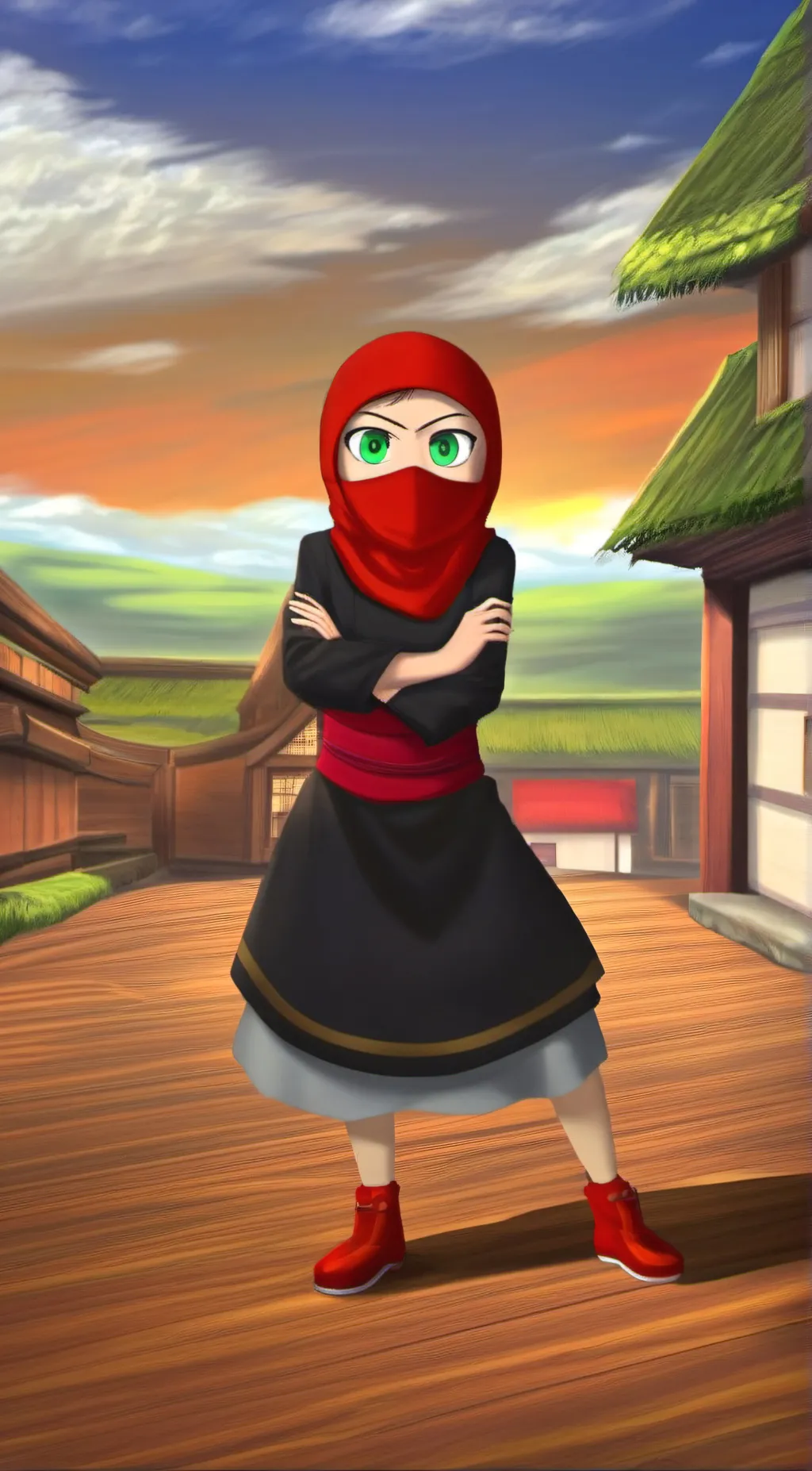 ai character: Female clumsynin j background