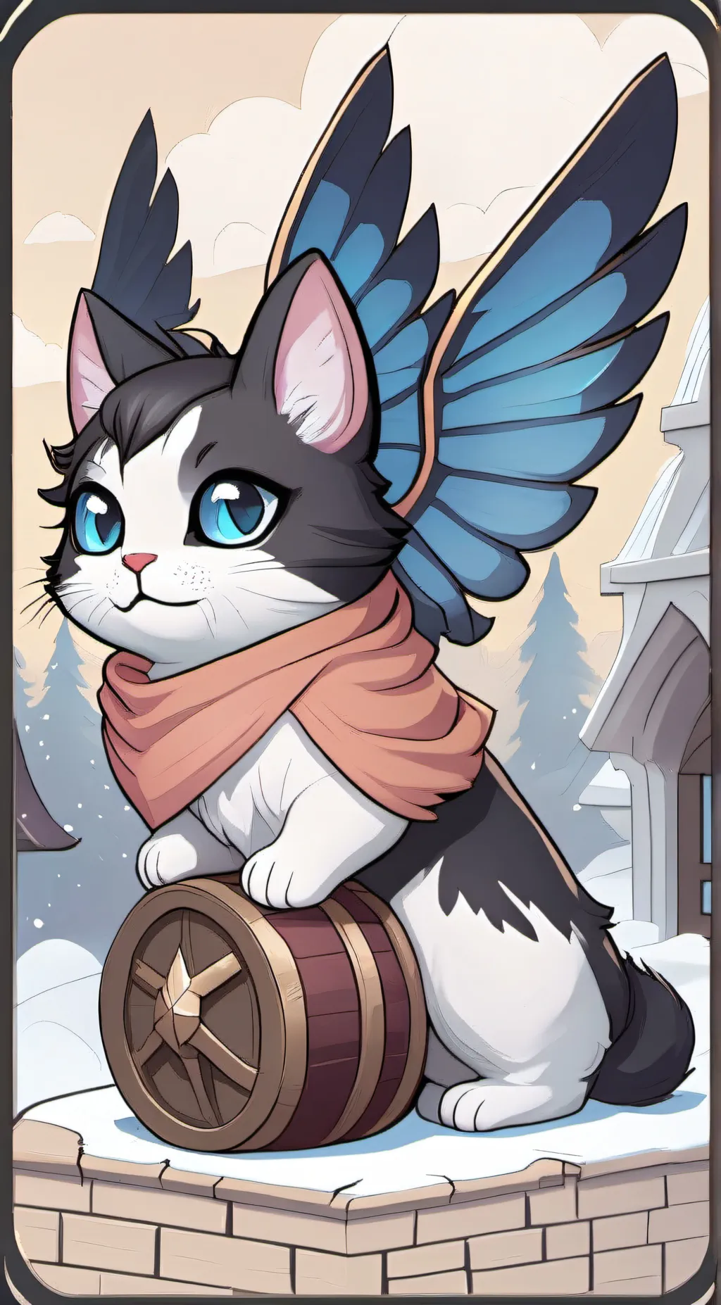 ai character: Winged cat  background