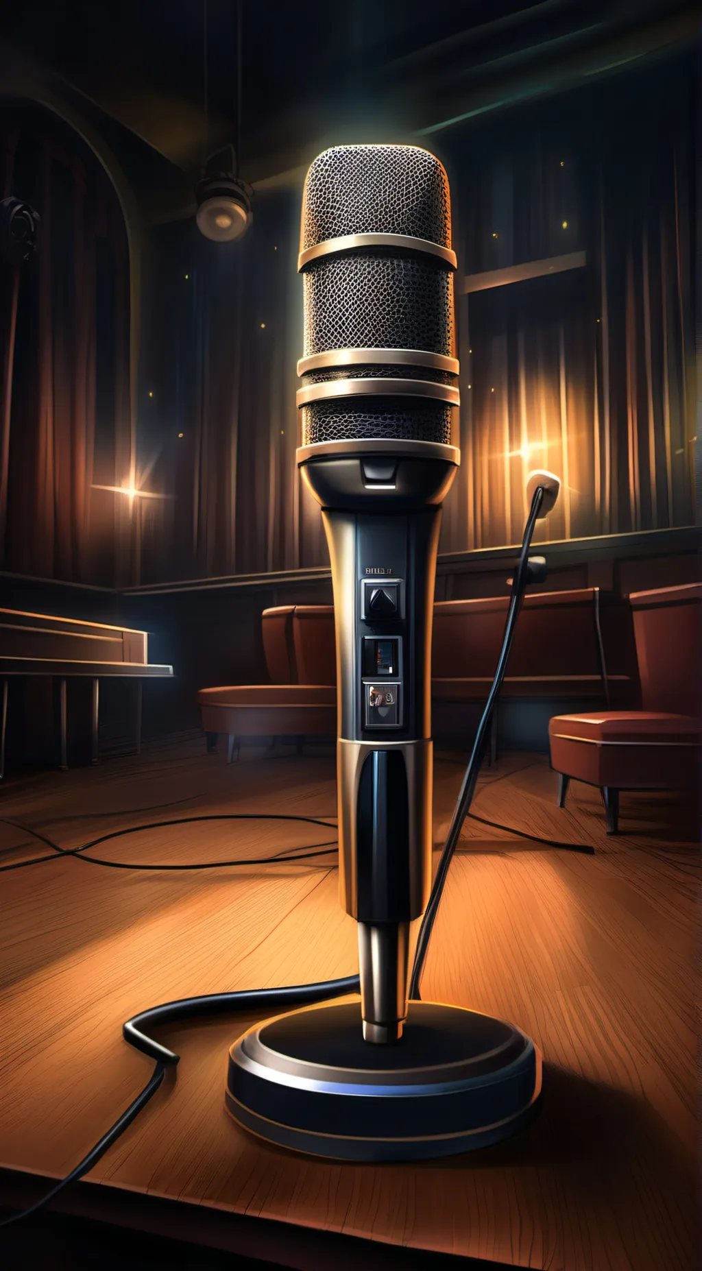 ai character: magic microphone background