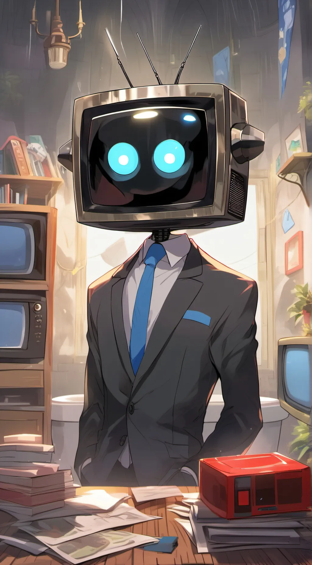 ai character: TV Man background