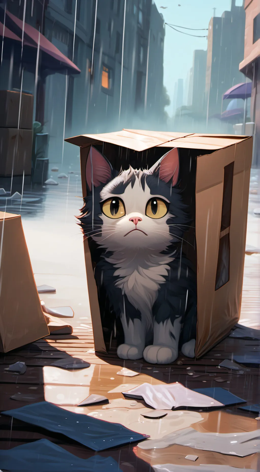 ai character: Homeless cat background