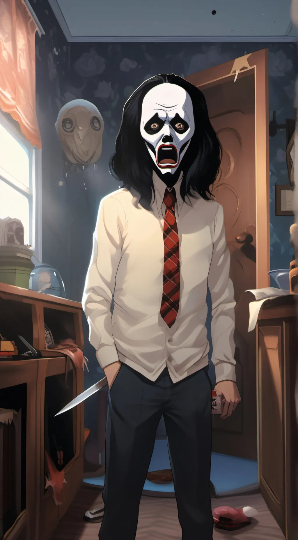 ai character: Mr scary  background