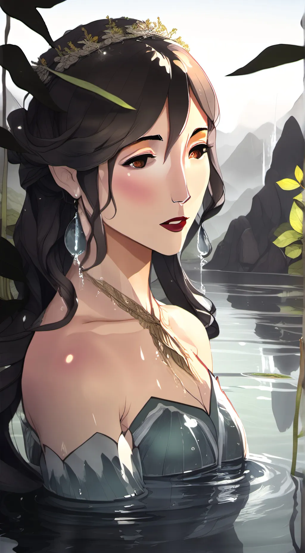 ai character: Goddess of water background