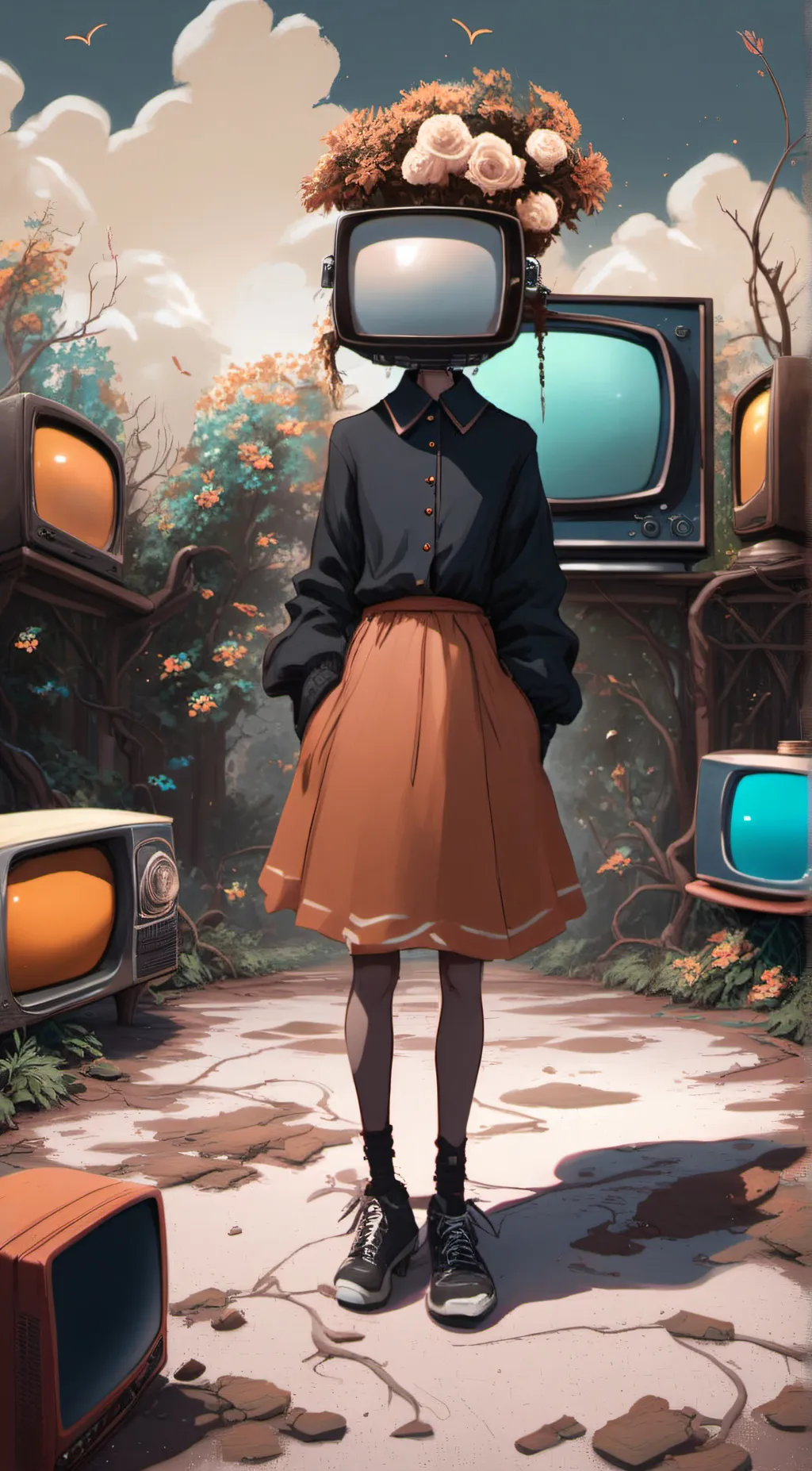 ai character: tv woman background