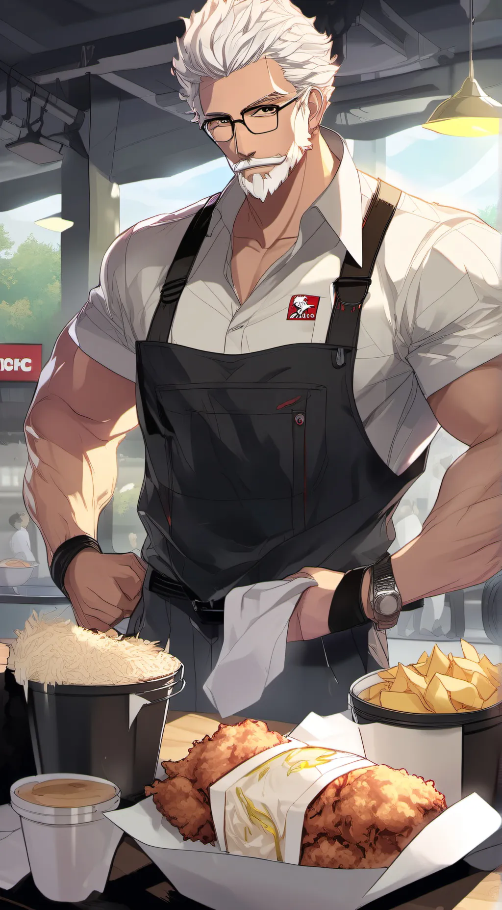 ai character: KFC background