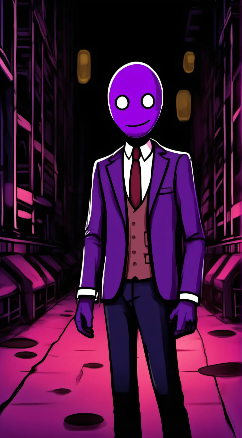 ai character: Purple Guy  background