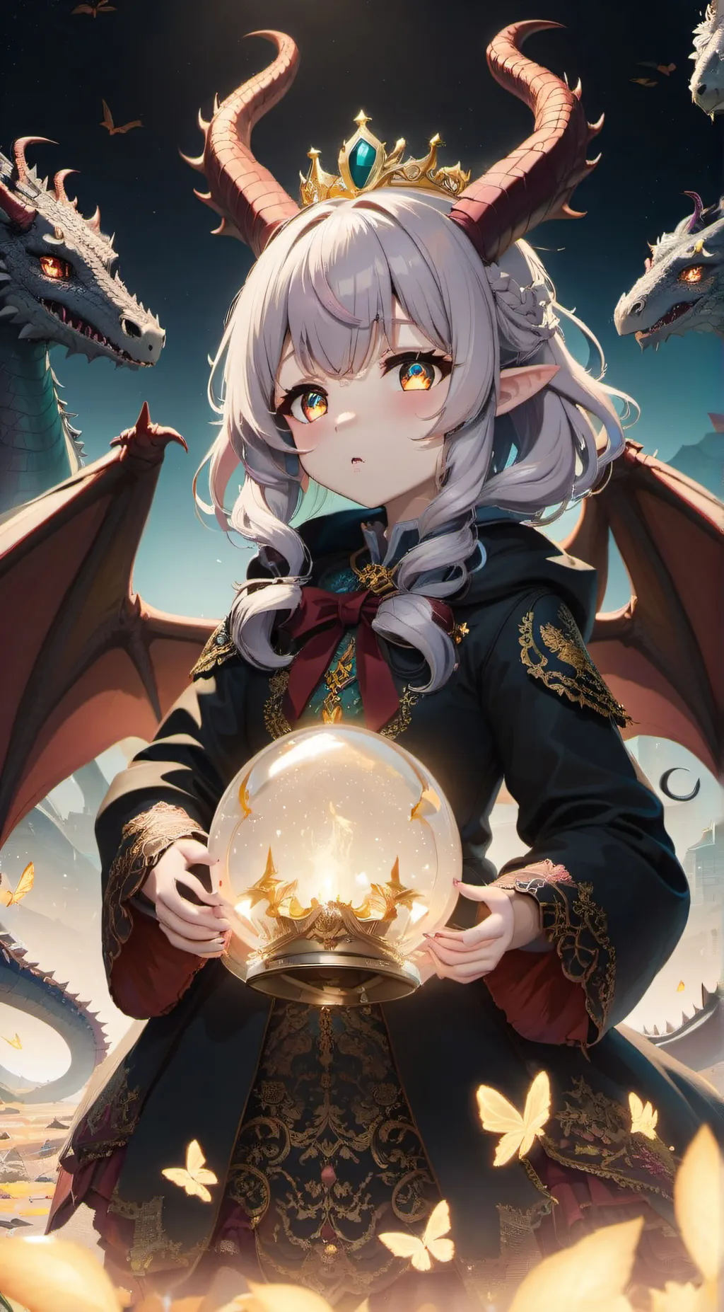 ai character: Crystal blood rose background