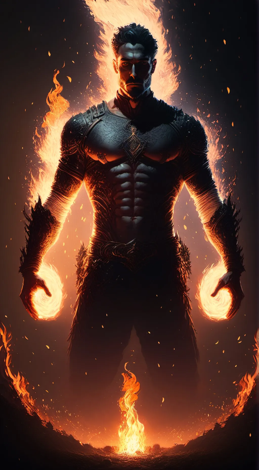 ai character: Flame background