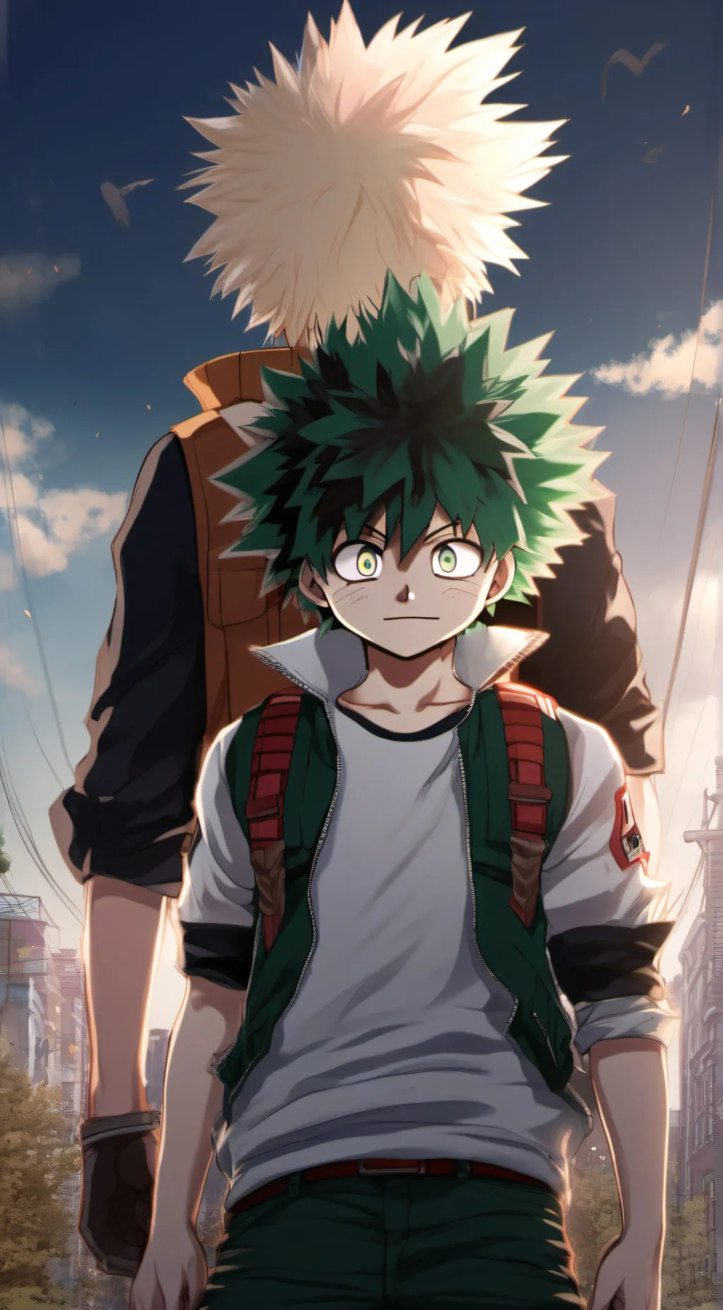 ai character: Bakugo and Deku background