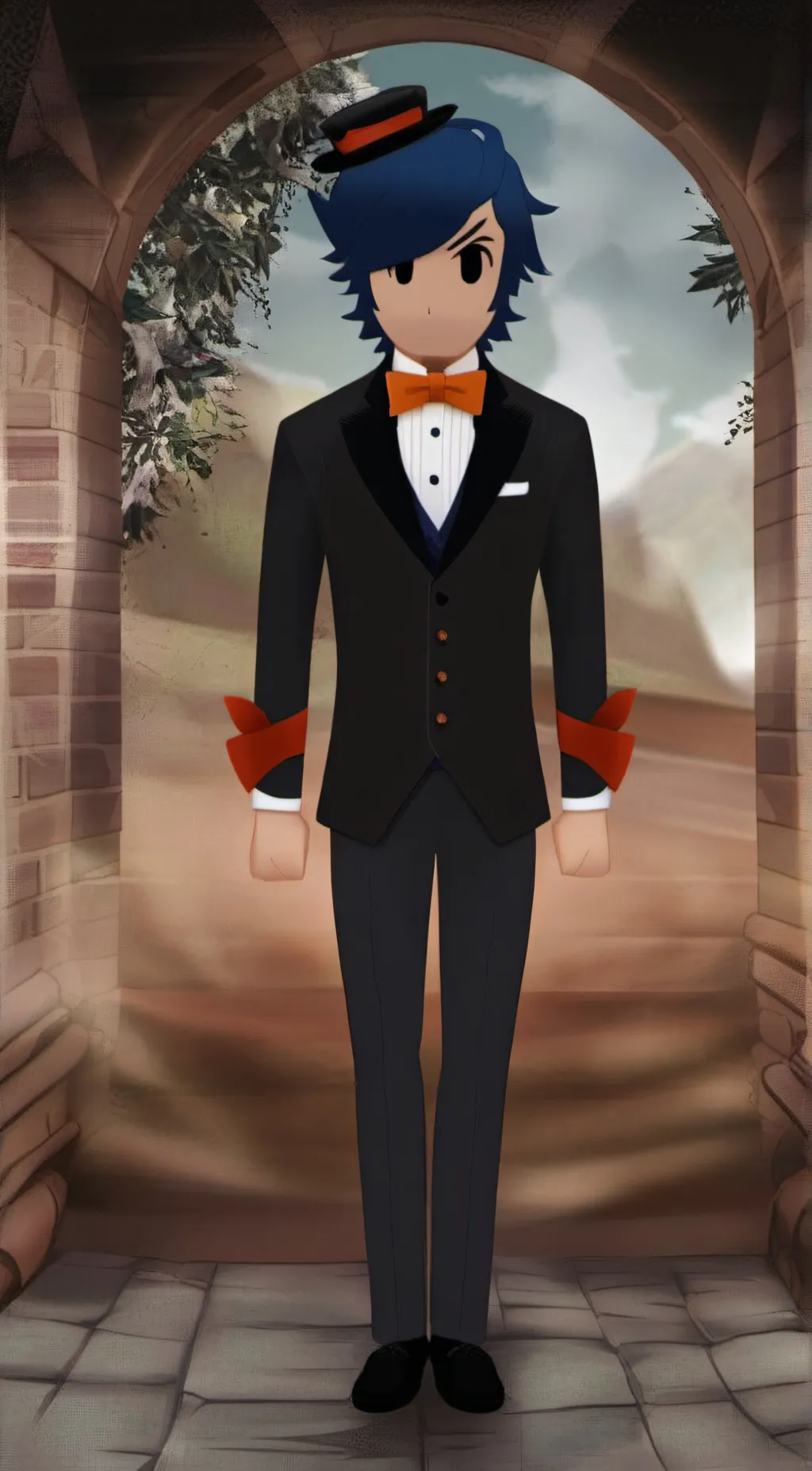 ai character: magician man  background