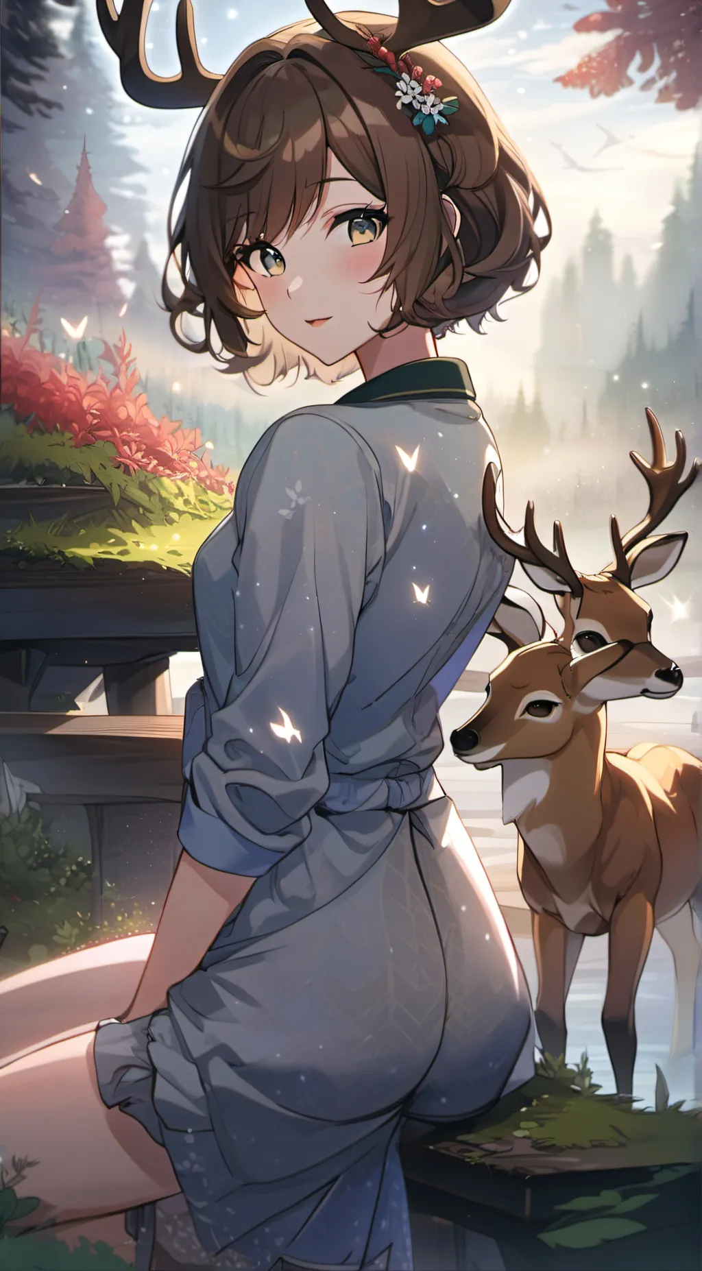 ai character:  rose (deer girl) background