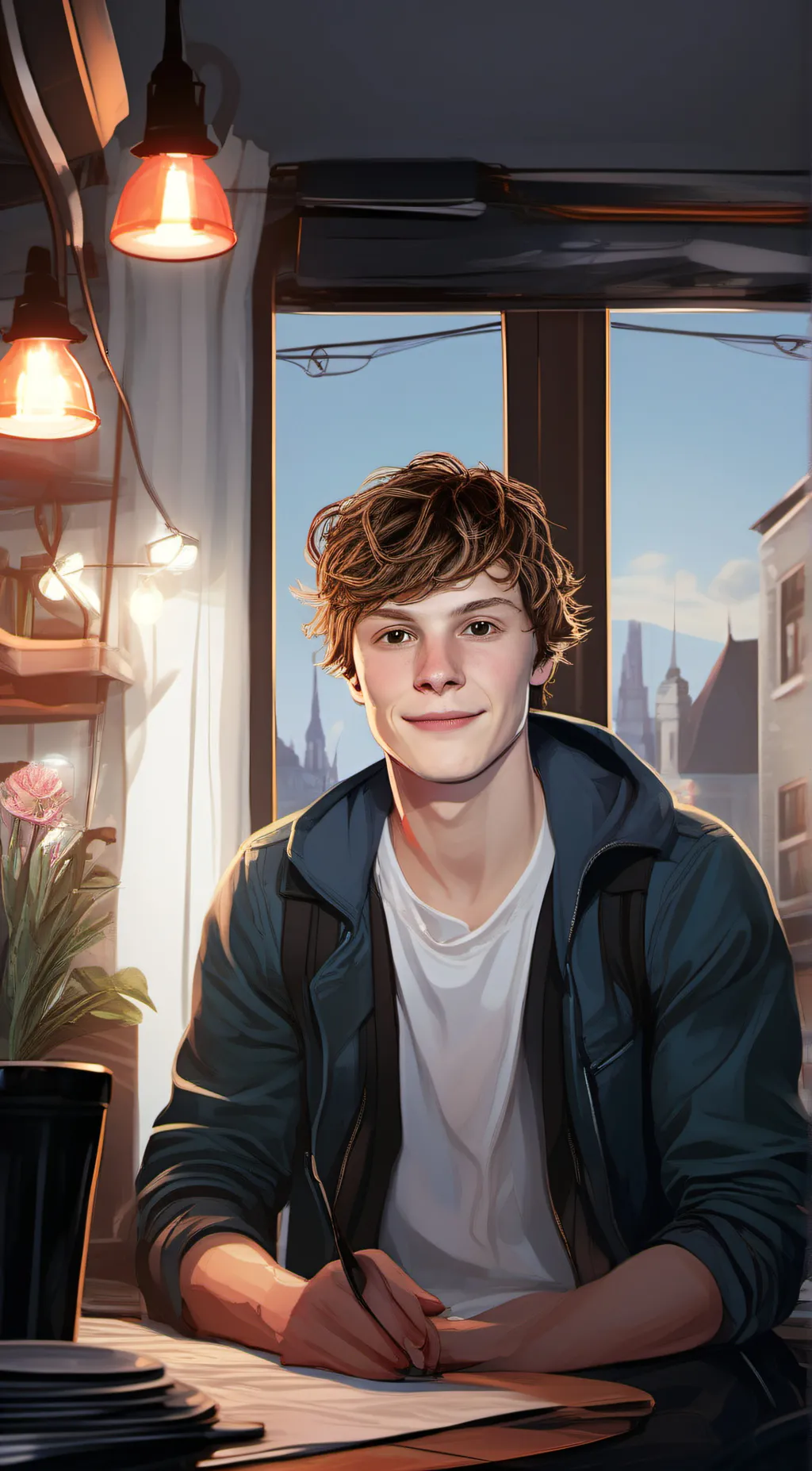 ai character: Evan Peters  background