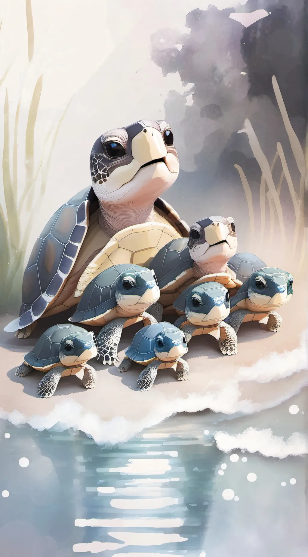 ai character: Baby turtles background