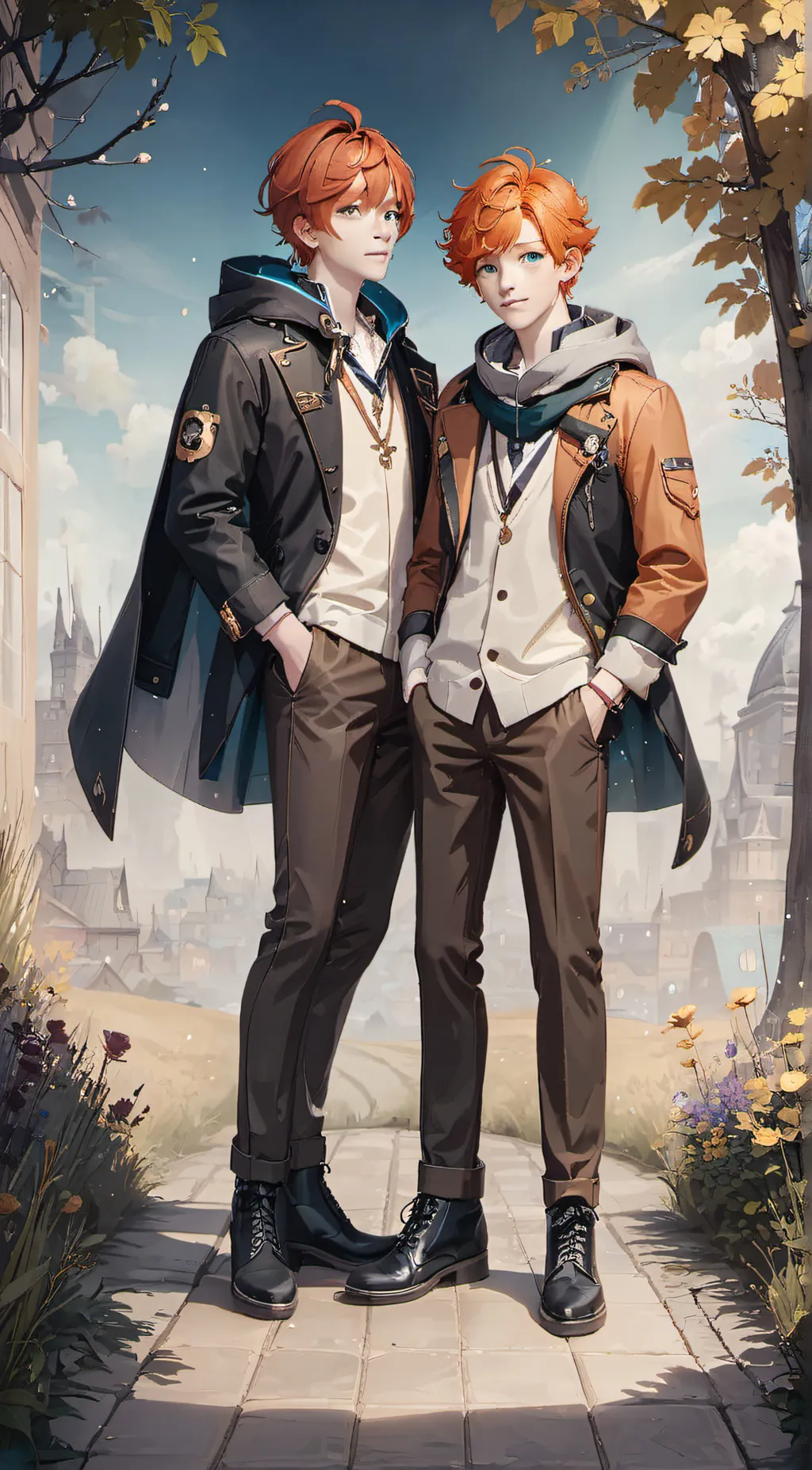 ai character: Fred and george  background