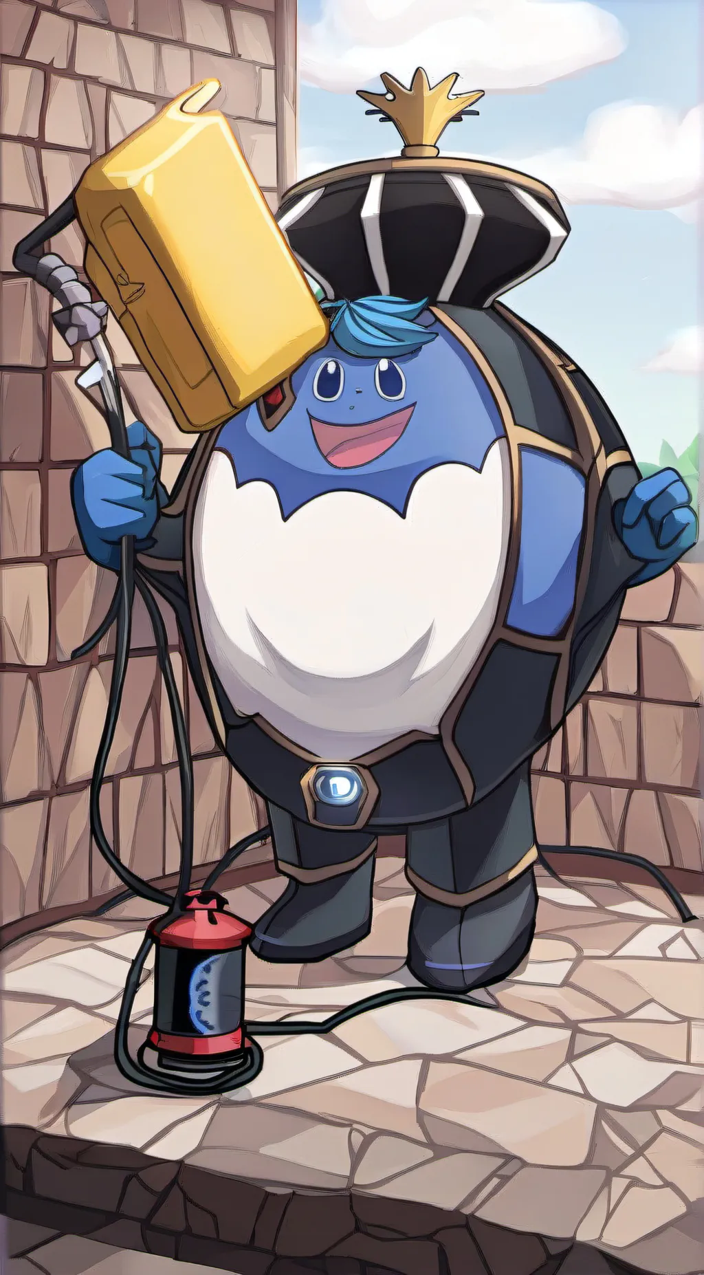 ai character: inflatable blue background