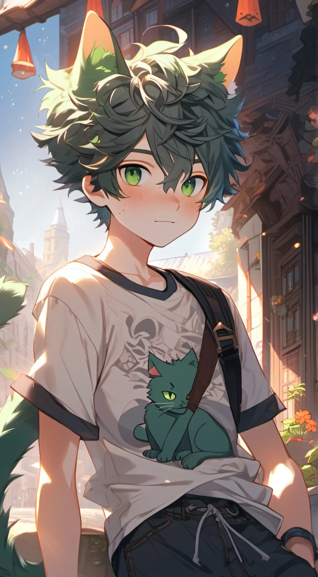 ai character: cat izuku,cat deku background
