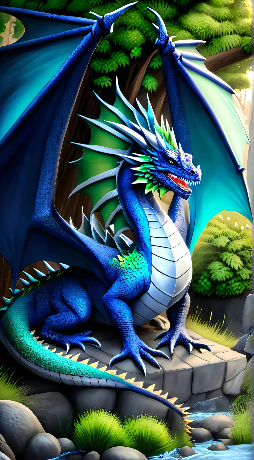 ai character: water dragon background